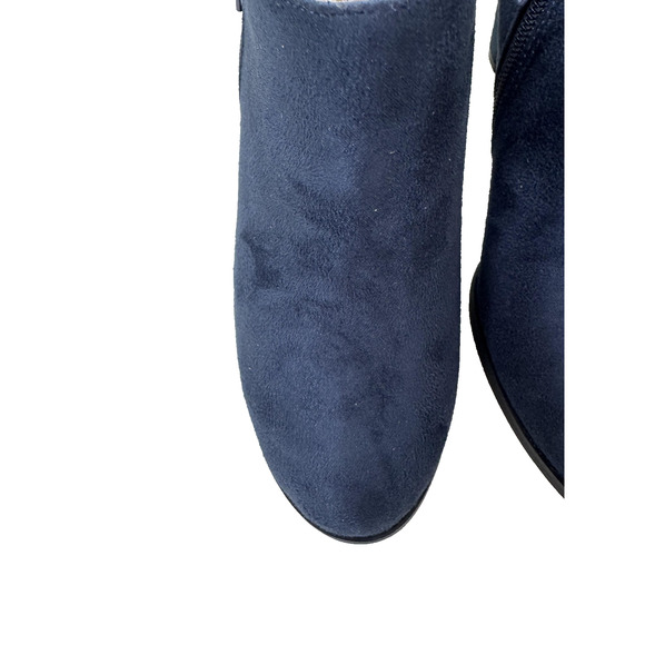 Journee Collection Sanzi Shoes Womens Size 8.5 Navy Blue Suede Heels Booties Zip - Picture 3 of 16